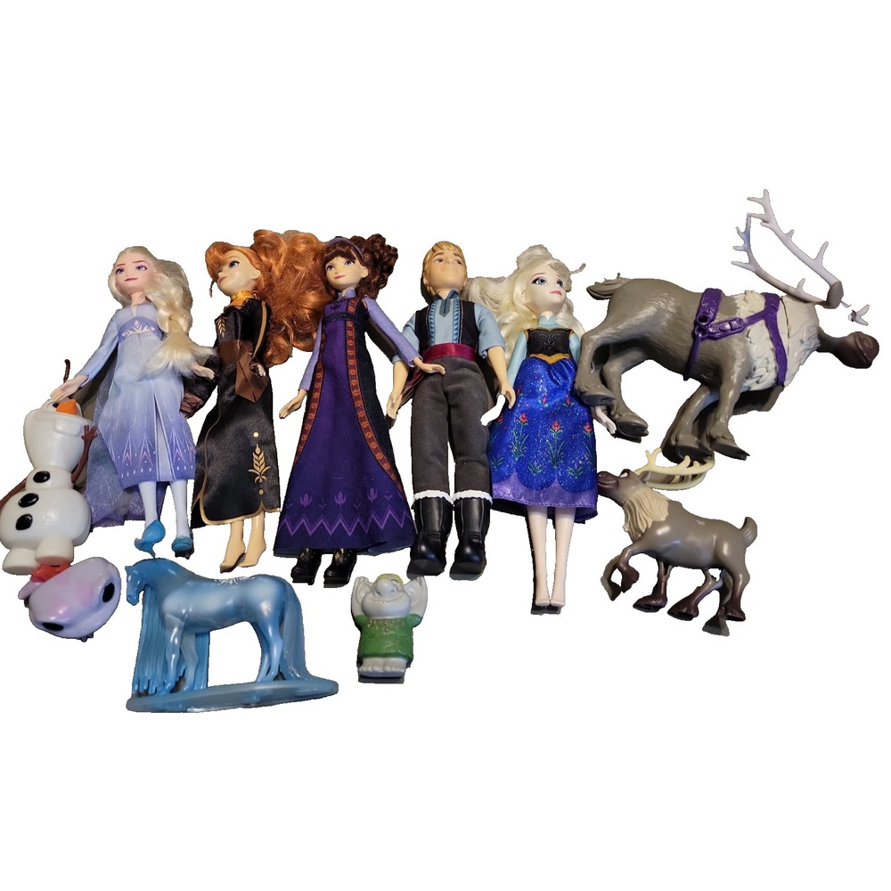 Frozen Barbie Doll lot Anna Elsa Sven Kristoff etc.. Mixed lot Toy box clean out